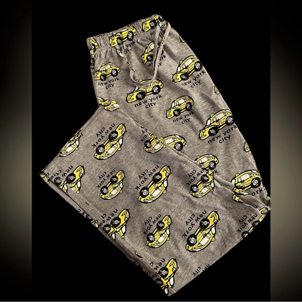 Women's Pajama PJ Pants New York City Taxis NYC Grey Yellow Small